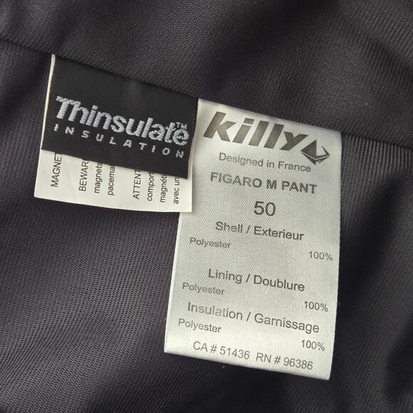 Killy Figro Mens Snow Pants Ski Bibs Black US40 French 50 Dermizax EV Thinsulate - Picture 8 of 12